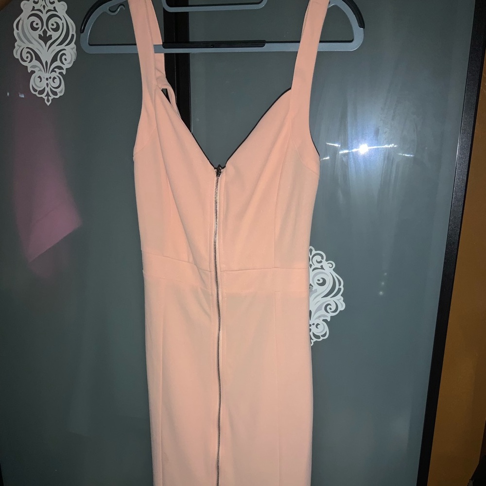Blush pink cute zipper dress